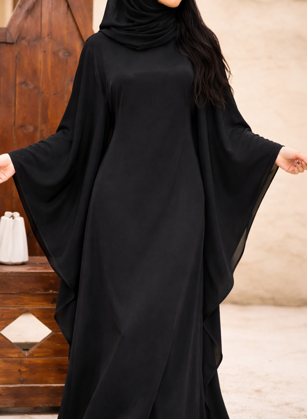 butterfly abaya with inner belt